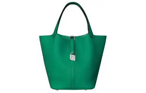 HERMES Picotin Lock Clemence Bullock Leather Basket Bag, Bucket Bag, Handbag 22 Women's U4 Vert Vertigo Green