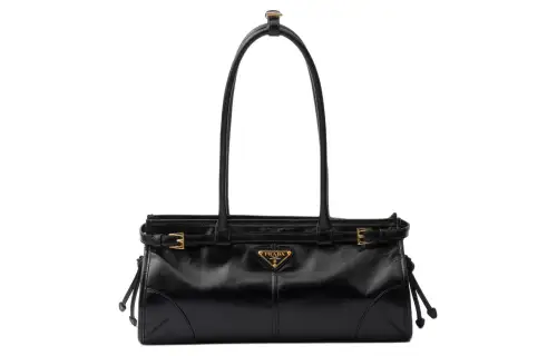 PRADA Bonnie Leather Handbag, Shoulder Bag Medium Women's Black