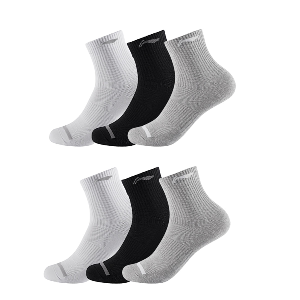 Li Ning Crew Socks Unisex 6 Pack