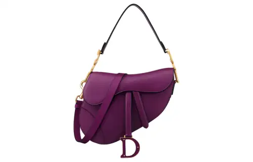 DIOR Calfskin Saddle Bag, Shoulder Bag, Crossbody Bag, Handbag Women's Mulberry Purple