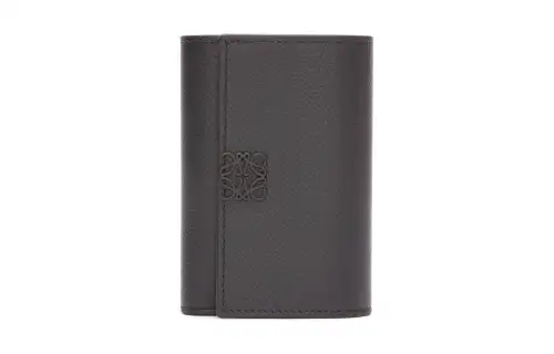 LOEWE Anagram Pebble Texture Calfskin Card Holder, Wallet Small Women's Black