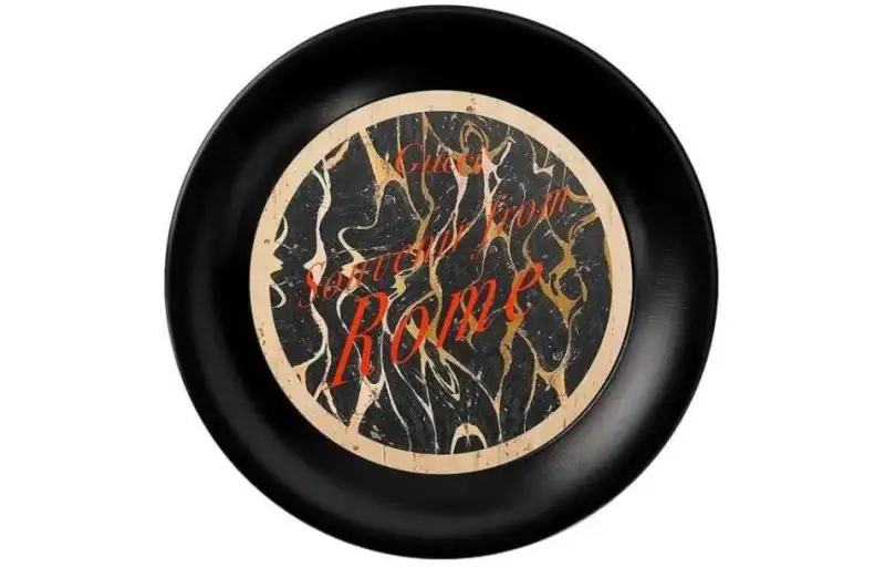 GUCCI Marble print medium round tray black