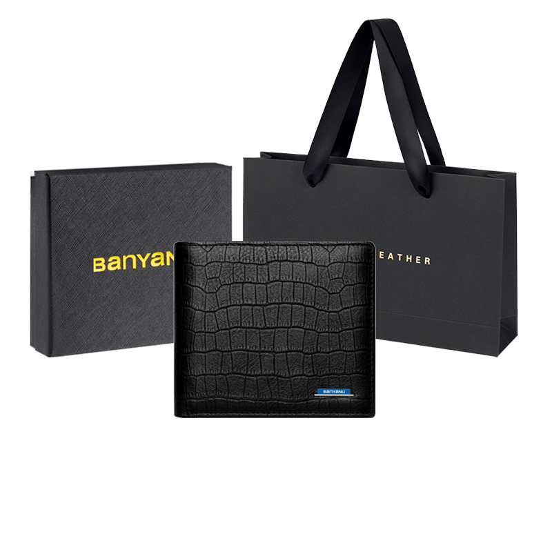 BANYANU Cow Leather Wallet, Card Holder Regular Men's Black/Coffee