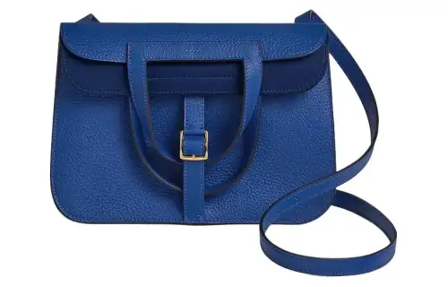 HERMES Halzan Clemence Bullock Leather Handbag, Shoulder Bag, Crossbody Bag Women's Dark Blue