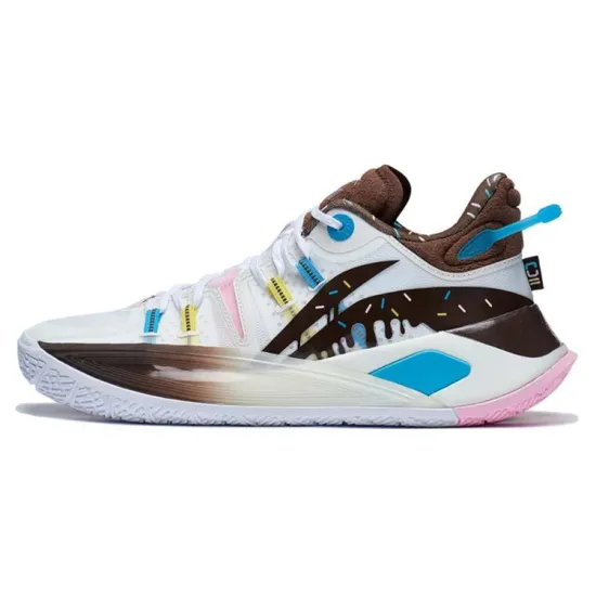 LINING CJ-2 Basketball Shoes Men Low-Top White Brown