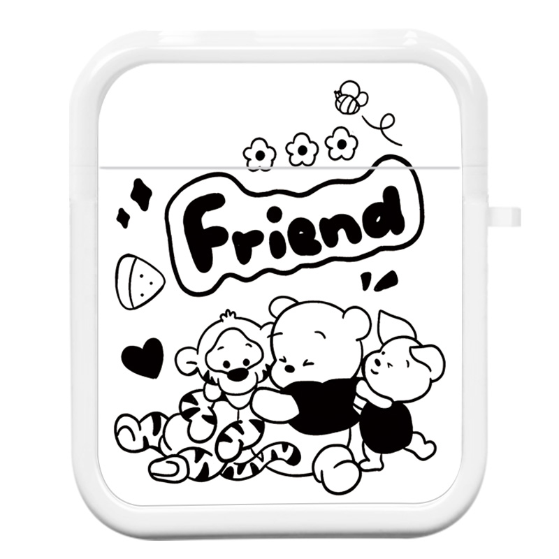 Disney Disney Apple/apple is suitable for airpods second and third generation pro 2nd generation TPU black and white Winnie the Pooh high-end environmentally friendly material wireless Bluetooth anti-fall soft shell earphone shell