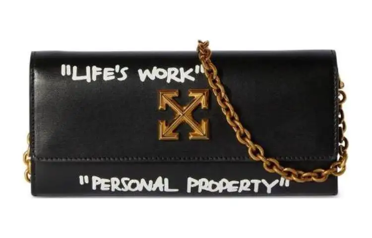 OFF WHITE Cow Leather Wallet Women's Black