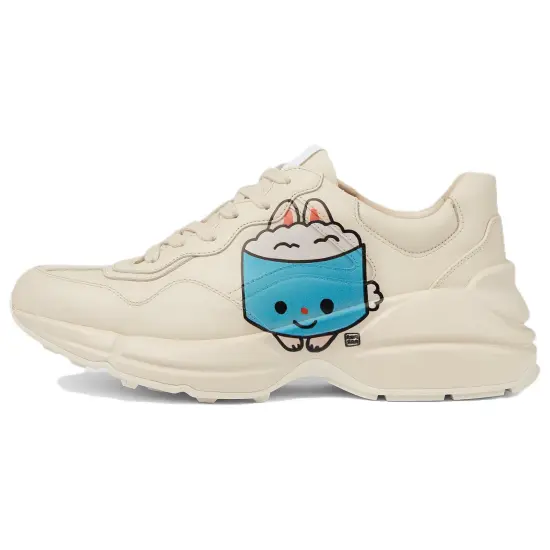 GUCCI Rhyton Chunky Sneakers Women's Low-Top Ivory White