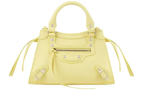 Balenciaga Neo Classic Zip Closure Cow Leather Handbag Mini Women's Yellow