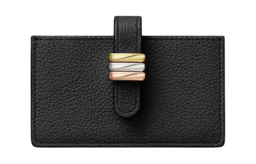 CARTIER Trinity Series Grain Cow Leather Wallet, Card Holder Women's Black