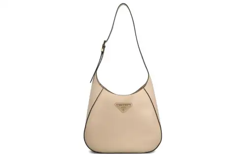 PRADA Hobo Calfskin Handbag, Shoulder Bag Women's Natural