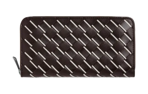 Bottega Veneta Cow Leather Wallet Men's Chocolate Brown & White