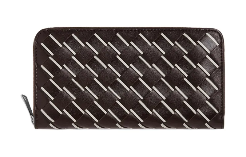 Bottega Veneta Cow Leather Wallet Men's Chocolate Brown & White