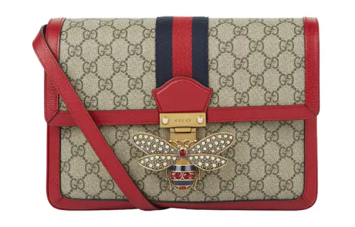 GUCCI Canvas With Leather One Shoulder Handbag, Crossbody Bag Medium Women's Ebony/Red