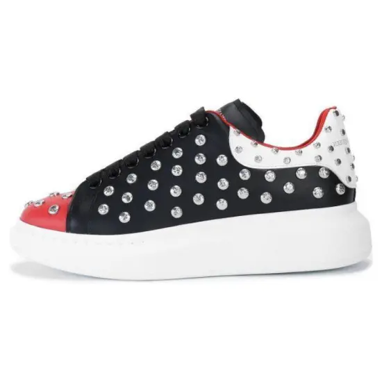 Alexander McQueen Skateboard Shoes Men Low-Top Black Red