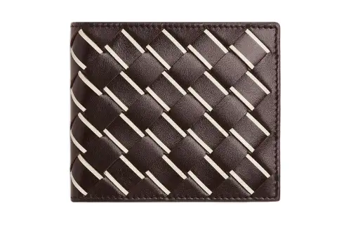 Bottega Veneta Cow Leather Wallet Men's Chocolate Brown & White