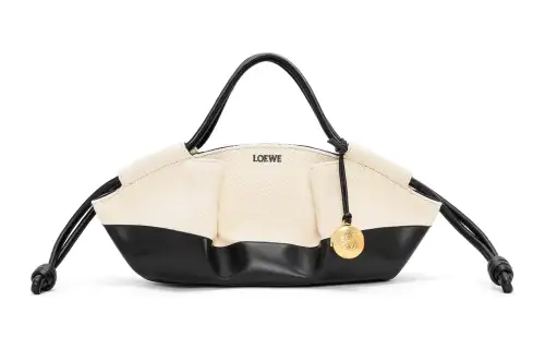 LOEWE Napa Calf Leather Handbag Small Women's Natural & Black