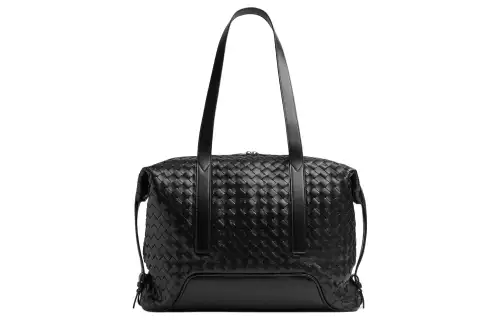 Bottega Veneta Cow Leather Handbag Travel Bag Large Men's Black