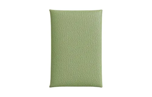 HERMES Calvi Chevre Mysore Goatskin Wallet, Coin Purse, Card Holder Women's Honey Locust Green Caramel