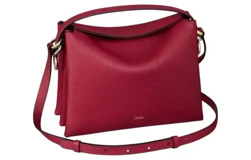 CARTIER Trinity Series Grain Calfskin Shoulder Bag, Crossbody Bag, Handbag Women's Ruby Red