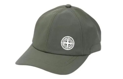 STONE ISLAND Printed Pattern Cotton Baseball Caps Men's Green