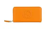 GUCCI Leather Card Holder, Wallet Women's Orange