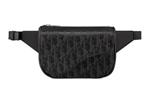 DIOR Cow Leather Saddle Bag Sling Bag One Shoulder Crossbody Fanny Pack Men's Black