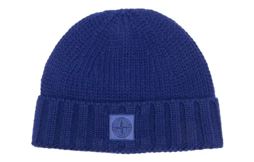 STONE ISLAND Virgin Wool Beanies Men's Blue