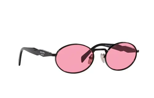 PRADA Metal Acetyl Oval Sunglasses Women's Black