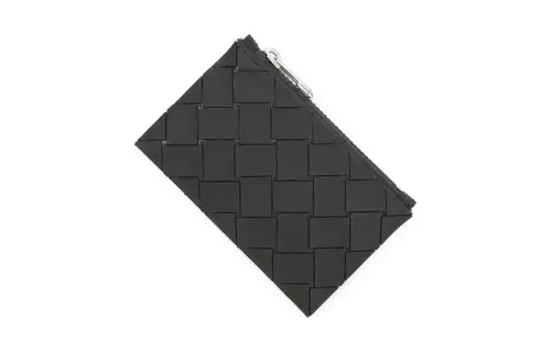 Bottega Veneta Fabric Card Holder, Wallet Unisex Black