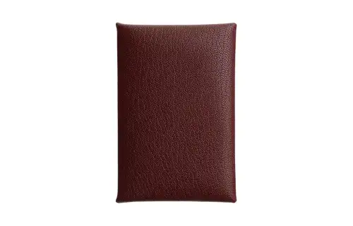 HERMES Calvi Chamkila Goat Skin Card Holder Women's 0G Rouge Sellier Saddle Red