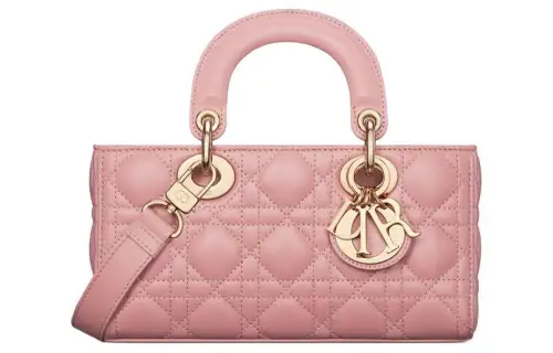 DIOR Lady D Joy Sheepskin Handbag, Portable Crossbody Bag, Shoulder Bag Small Women's Pink