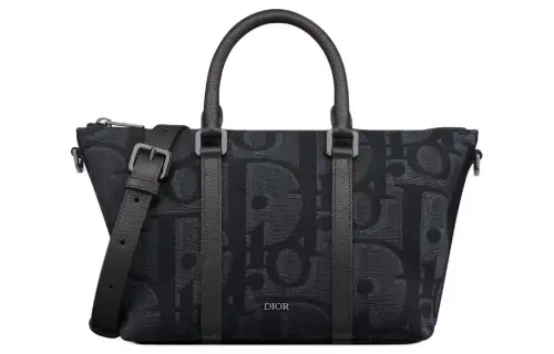 DIOR Extra Large Oblique Printed Fabric Shoulder Bag, Crossbody Bag, Handbag Men's Black