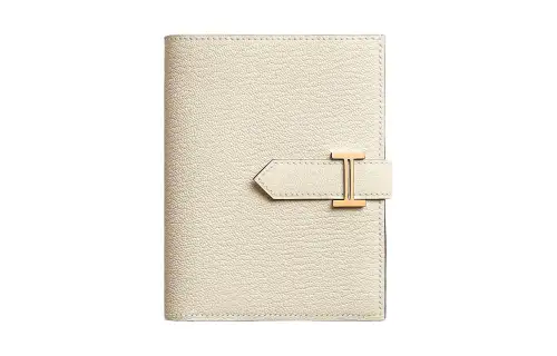 HERMES Bearn Mysore Goat Skin Wallet Women's I2 Nata Cream White