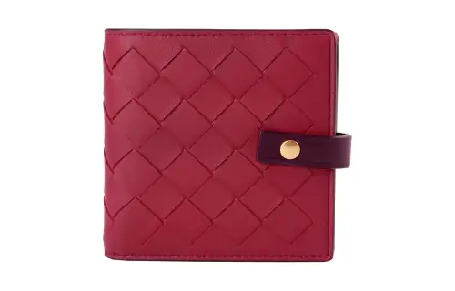 Bottega Veneta Lambskin Wallet Women's Rose Brown & Purple