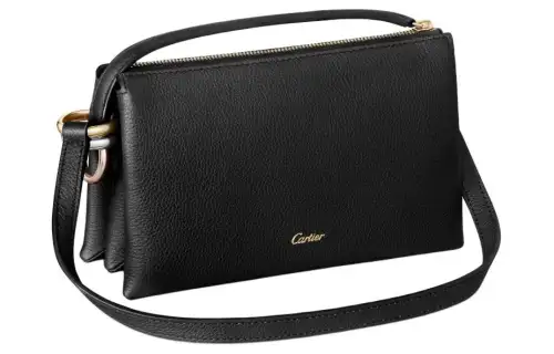 CARTIER Trinity Series Grain Calfskin Shoulder Bag, Crossbody Bag Mini Women's Black