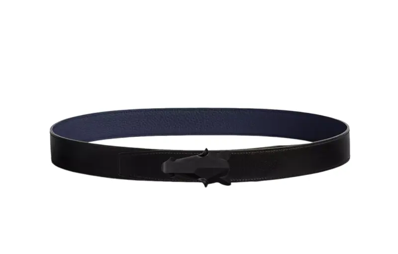 HERMES Destrier Metal Plated, Calfskin Leather Belts Men's Width 3.2cm