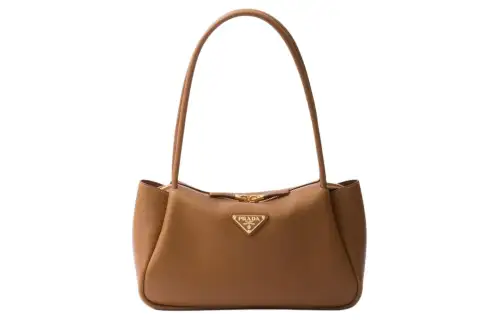 PRADA Leather One Shoulder Handbag Medium Women's Caramel