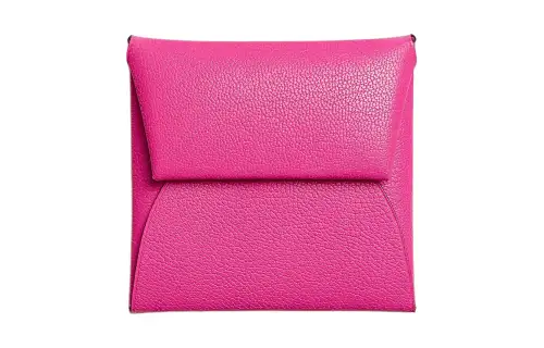 HERMES Bastia Chamkila Goat Skin Wallet Women's 5R Rose Shocking Vibrant Pink