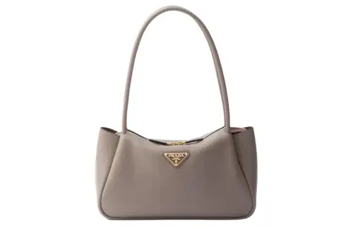 PRADA Leather One Shoulder Handbag Medium Women's Clay