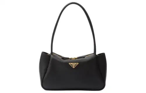 PRADA Leather One Shoulder Handbag Medium Women's Black