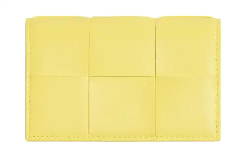 Bottega Veneta CASSETTE Lambskin Business Card Holder Women's Jelly Yellow