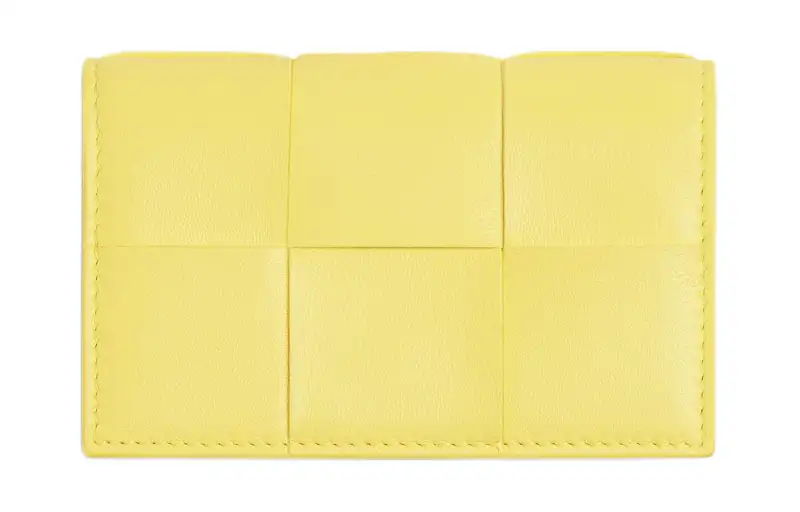 Bottega Veneta CASSETTE Lambskin Business Card Holder Women's Jelly Yellow