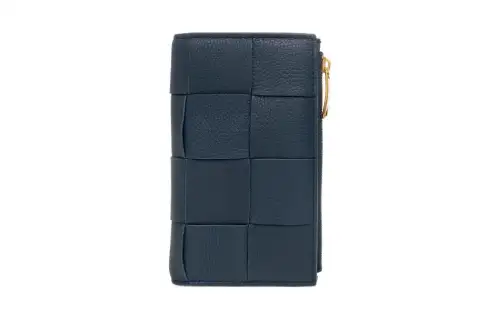 Bottega Veneta Lambskin With Calfskin Wallet Women's Blue
