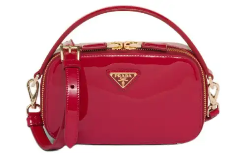PRADA Patent Leather Handbag, Shoulder Bag, Crossbody Bag Mini Women's Cherry Red