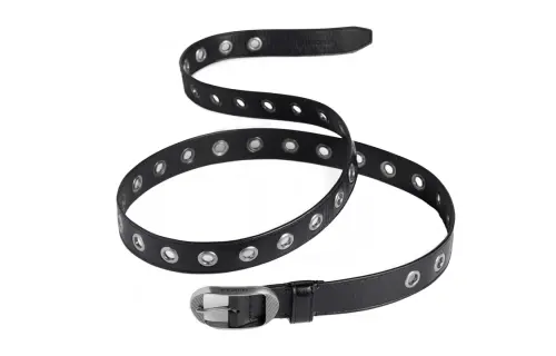 Balenciaga Metal Calfskin Leather Belts Men's Black Width 3cm