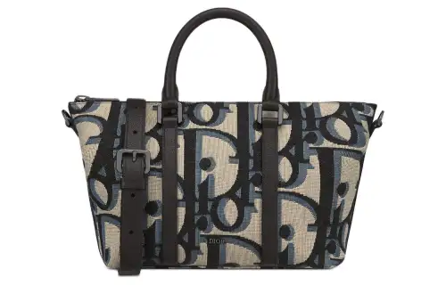 DIOR Oblique Printed Fabric Shoulder Bag, Crossbody Bag, Handbag Men's Beige & Black