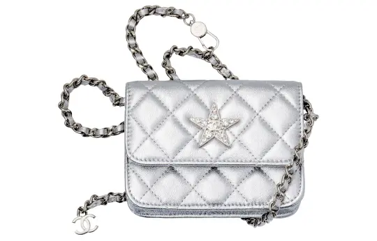 CHANEL Sheepskin Material Silver Tone Buckle Shoulder Bag, Crossbody Bag Women's Silver