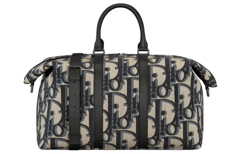DIOR Oblique Printed Fabric Shoulder Bag, Crossbody Bag, Handbag, Travel Bag Men's Beige & Black