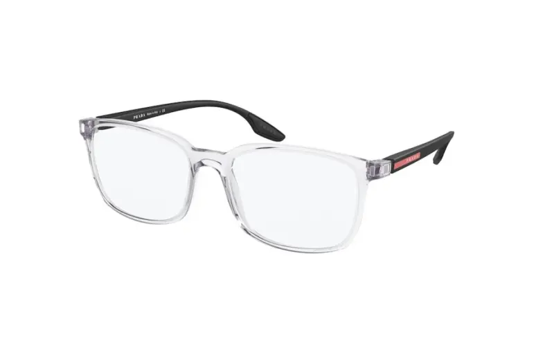 PRADA Plastic Irregular Shape Eyeglass Frames Men's Black